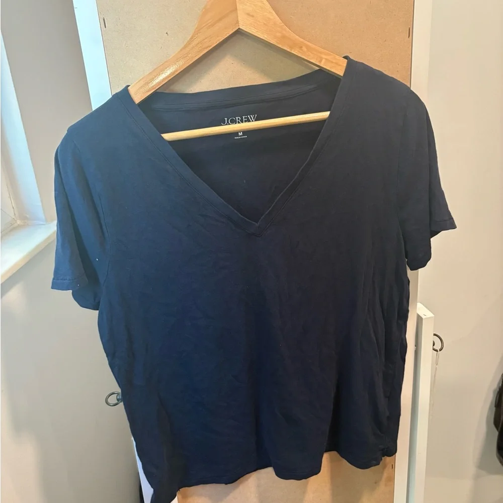 J. Crew Women's Navy V-Neck Tee
